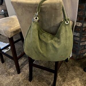 Lia Talia Italian Green Suede Hobo Bag